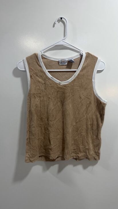 Carolina Blues Tops - Vintage Fleece Tank Top Carolina Blues Khaki 80’s 90’s Size L